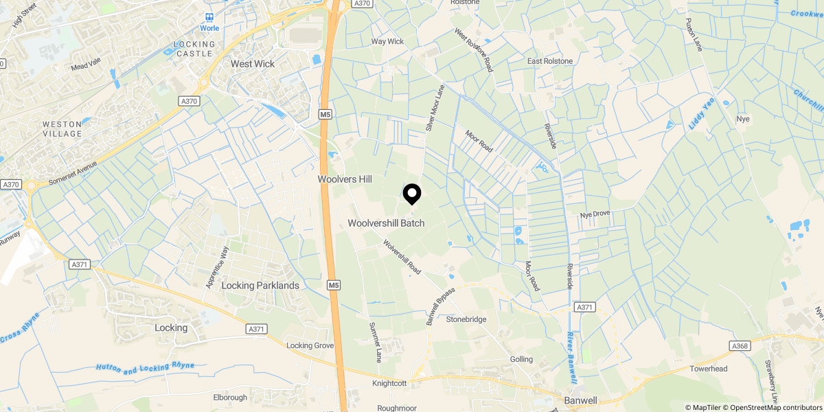 Approximate location of Silver Moor Lane, Banwell