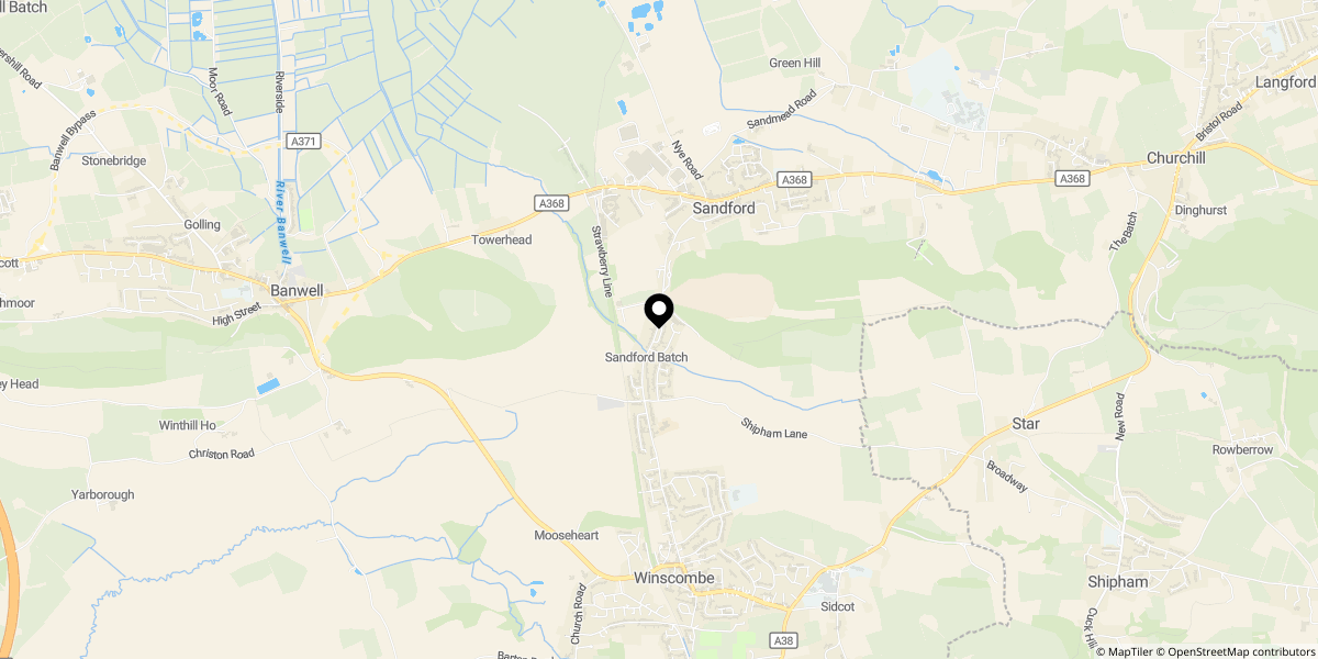 Approximate location of South Hill, Winscombe