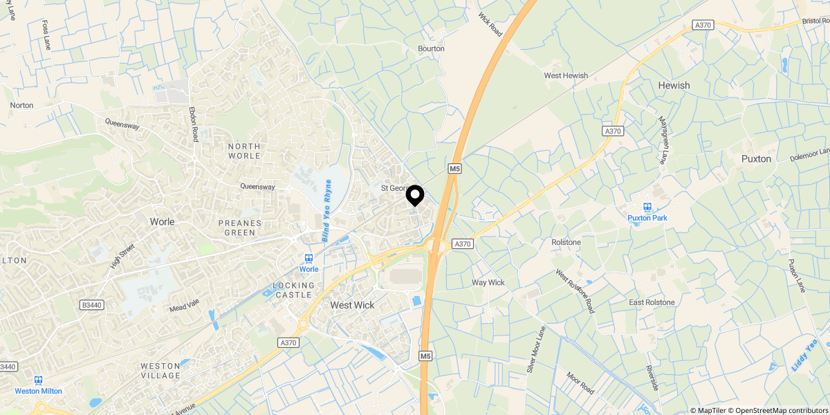Approximate location of St. Georges, Weston-super-Mare