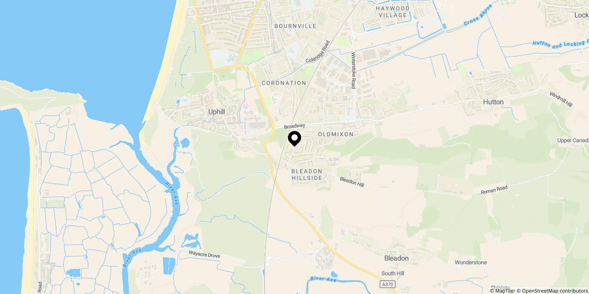 Approximate location of Burrington Close, Bleadon