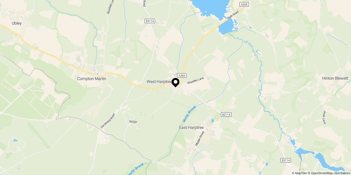 Approximate location of The Street, West Harptree