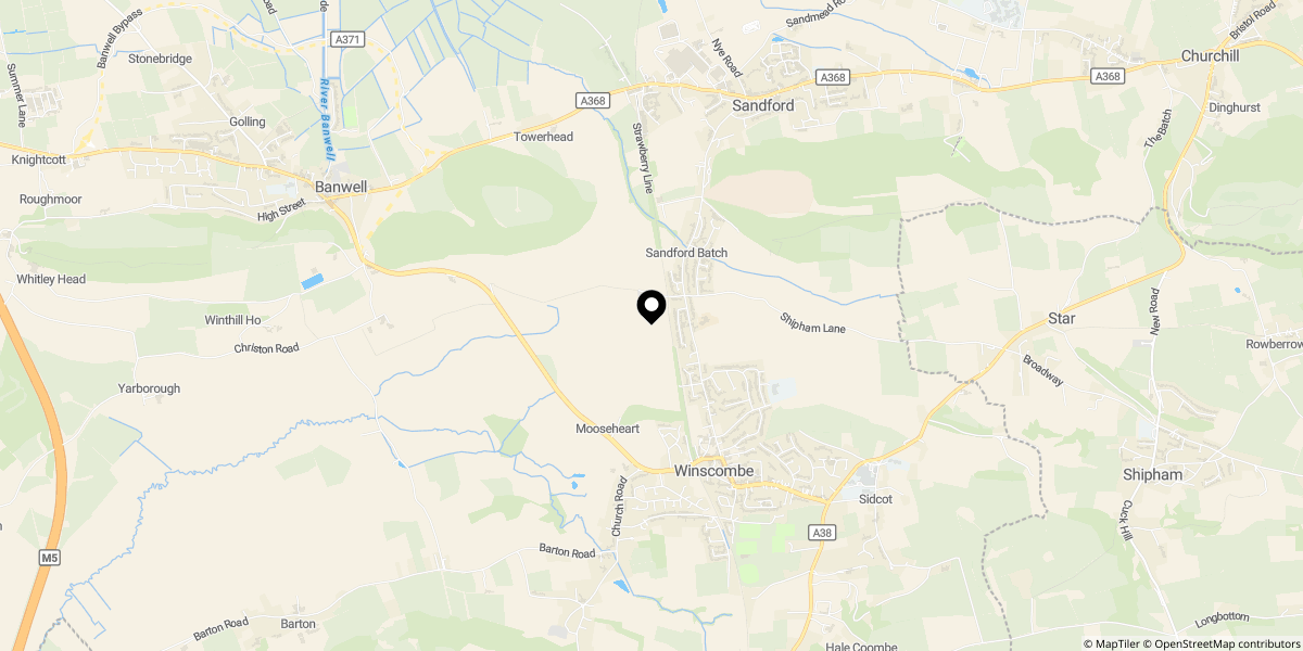 Approximate location of Ilex Lane, Winscombe