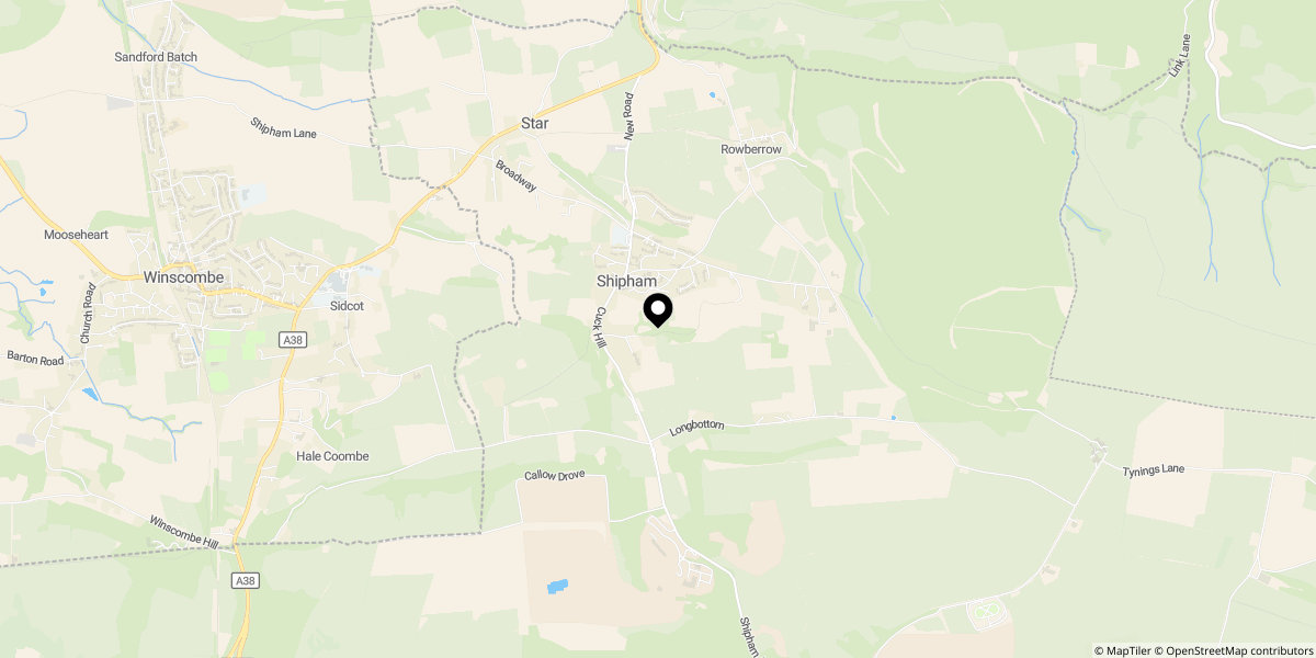 Approximate location of Top Road, Shipham