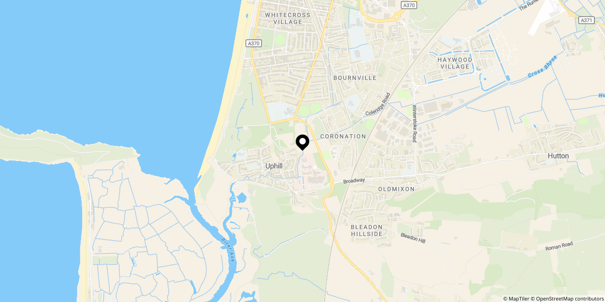 Approximate location of Uphill Road South, Uphill